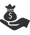 Icon of a hand holding a bag of money