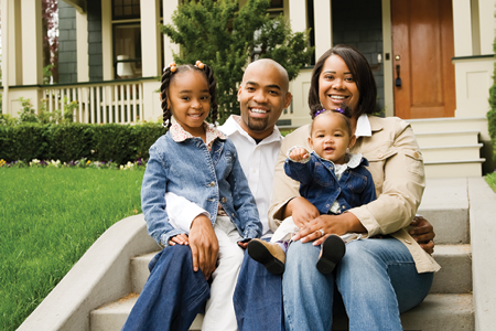 family on stoop